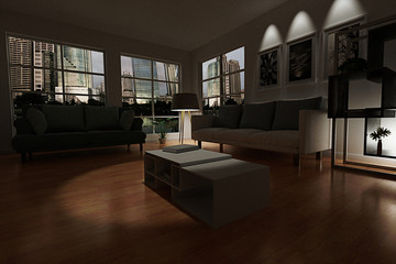 living room design interior 3d rendering
