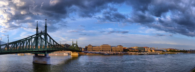 Budapest Hungary Sunset Panorama of Budapest Hungary with the Chain Bridge