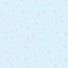 Fototapeta na wymiar Seamless pattern of simply flowers in blue pastel gamma. Vector graphics .