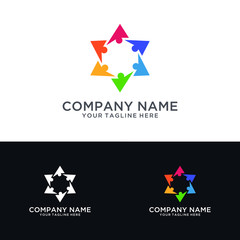 David star teamwork logo design