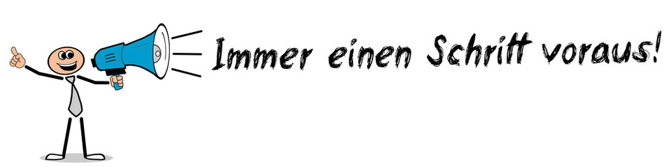 Fototapeta premium Immer einen Schritt voraus! / Mann mit Megafon