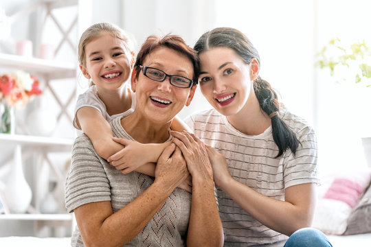 Girl, Her Mother And Grandmother