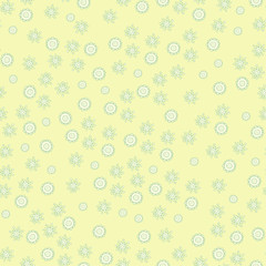 Seamless pattern of hand-drawn and colored abstract elements. Vector graphics.