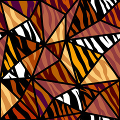 Abstract exotic pattern in patchwork style. Brown tribal background. Vector image. Seamless pattern.