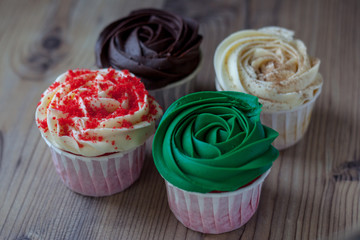 cupcakes with frosting and sprinkles