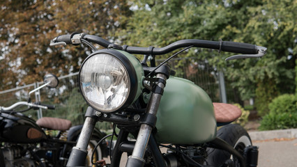 vintage part og the motorcycle close-up. Concept of custom bike 