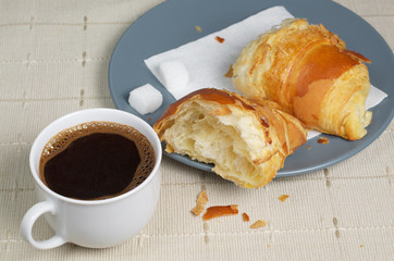 Coffee and half a croissant