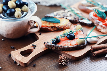 Assorted sandwiches with different fillings