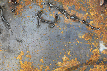 The texture is metallic. Industrial background from an old rusty