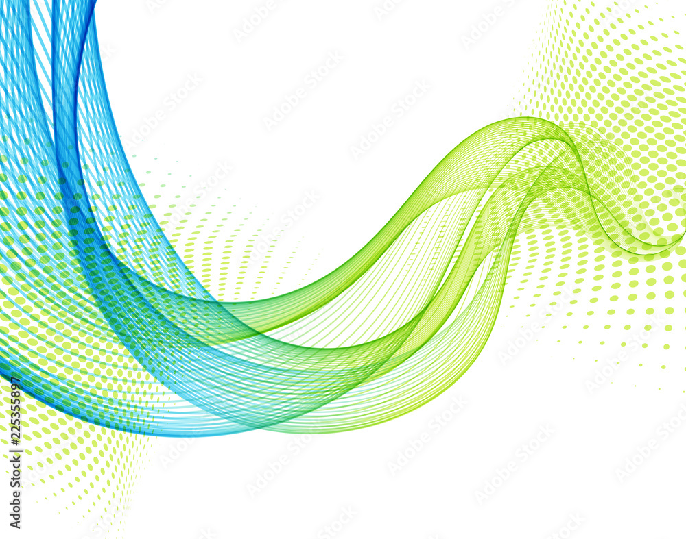 Poster abstract vector background with blue and green smooth color wave