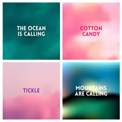 Abstract vector multicolored blurred background set. 4 colors set.