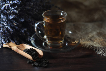 Brewed tea on a serving table