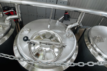 Vessel equipment and stainless steel machines. Modern brewery