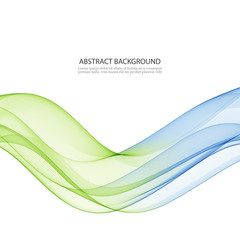 Fototapeta na wymiar Abstract vector background, blue and green waved lines for brochure, website, flyer design. Transparent wave.