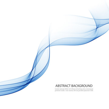 Abstract vector background, transparent waved lines for brochure, website, flyer design. Blue smoke wave.