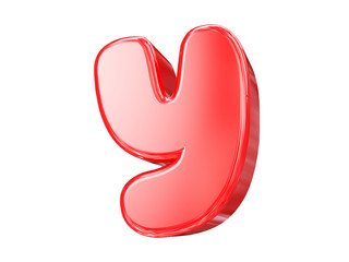 3D Plastic cartoon font. Children and kids school, 3d render Letter Y