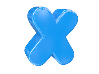 3D Plastic cartoon font. Children and kids school, 3d render Letter X