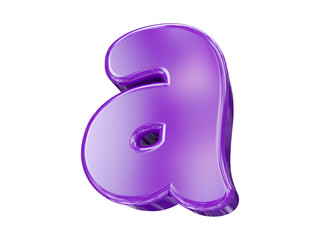 3D Plastic cartoon font. Children and kids school, 3d render Letter A
