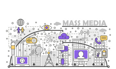 Vector thin line mass media poster banner template
