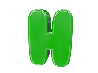 3D Plastic cartoon font. Children and kids school, 3d render Letter H