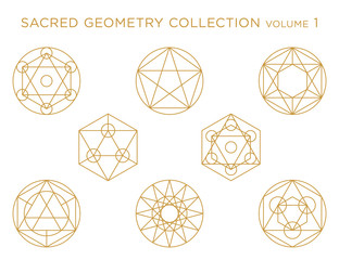 Sacred Geometry Vector Collection - Golden isolated on white