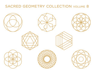Sacred Geometry Vector Collection - Golden isolated on white