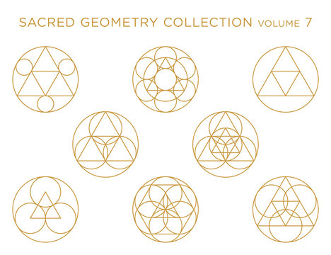 Sacred Geometry Vector Collection - Golden isolated on white
