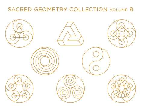 Sacred Geometry Vector Collection - Golden isolated on white