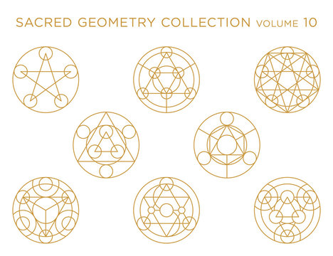 Sacred Geometry Vector Collection - Golden isolated on white