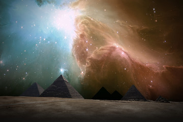 Ancient Places Backgrounds - Pyramids under Night Sky