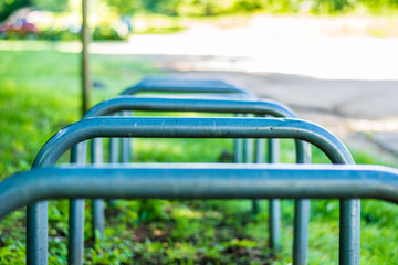 Metal parking area.