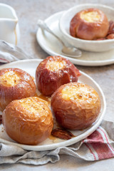 Baked apples stuffed with cheesecake