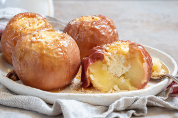 Baked apples stuffed with cheesecake