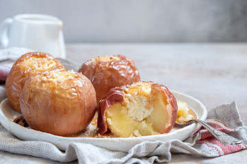 Baked apples stuffed with cheesecake