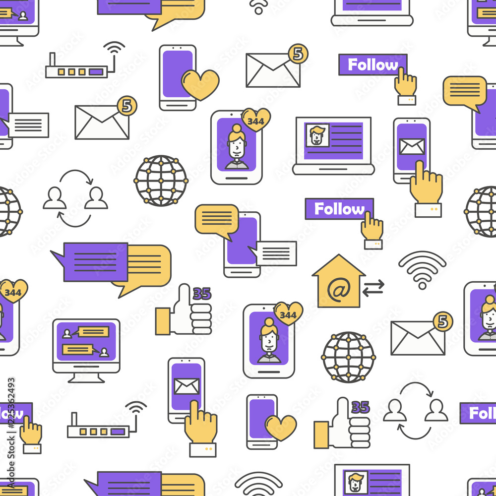 Poster vector thin line art public seamless pattern