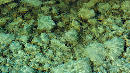 natural floating ripple from the stone ground onsen hot spring at kusatsu Gunma Japan.