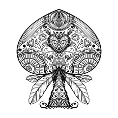 The beautiful graphic peak sign. Peak suit. Day of the Dead style. Can be used for coloring, as tattoo idea or printing.