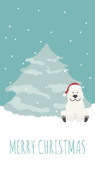 Flat style christmas holiday elements for greeting card, poster design