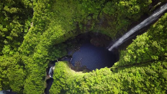 Aerial view of waterfall in Salto del Claro, Chile.
