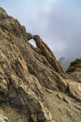he Dragons' Window in Fagaras mountains, Romania