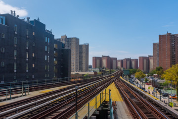 Fototapeta na wymiar Empty Metro Tracks in Brooklyn, New York