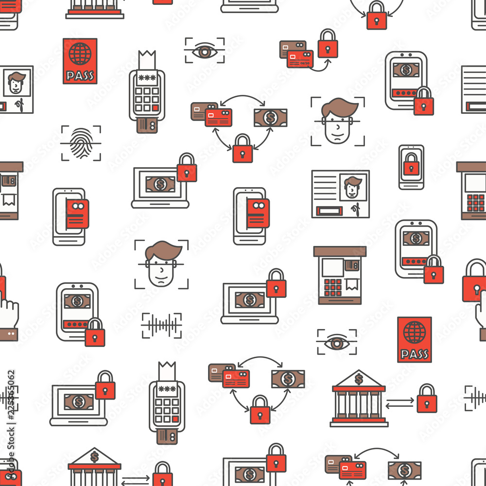 Poster vector thin line art security seamless pattern