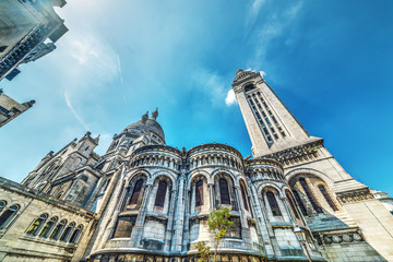 Sacre Coeur cathedral under a shining sun