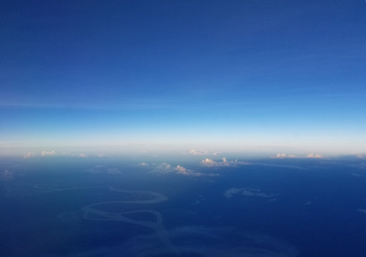 Airplane view above the Amazonian forest.