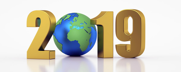 New Year 2019 and World Symbol