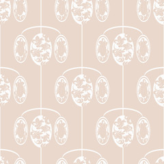 floral seamless pattern with circles, flowers and leaves
