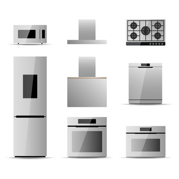 Household kitchen appliances set on a white background. Vector illustration EPS10