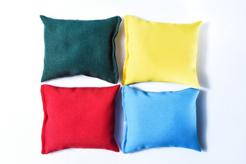 colorful kinetic pillows with sand