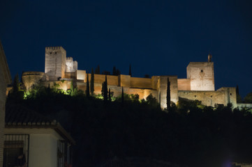 Alhambra bei Nacht, Granada, Andalusien, Spanien