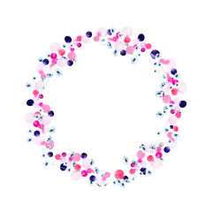 Hand drawn bright colorful watercolor flower wreath illustration